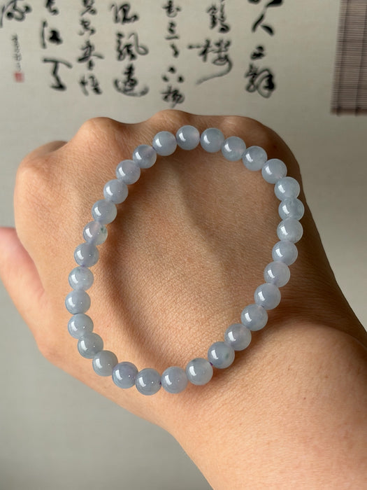 Icy Purple Bead Jadeite Bracelet