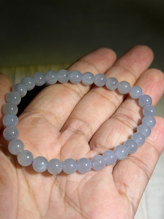 Icy Purple Bead Jadeite Bracelet