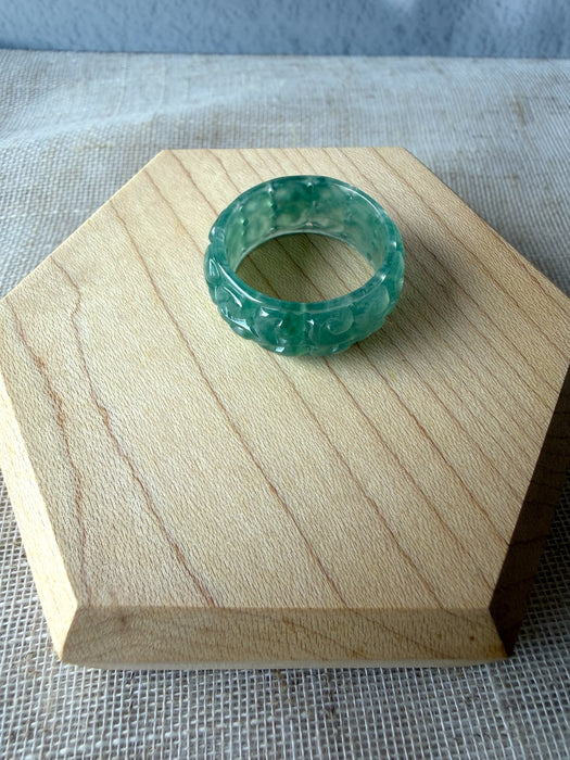 Carved Ruyi Jadeite Ring