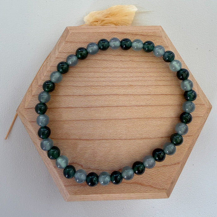Green Blue Jadeite Bead Bracelet