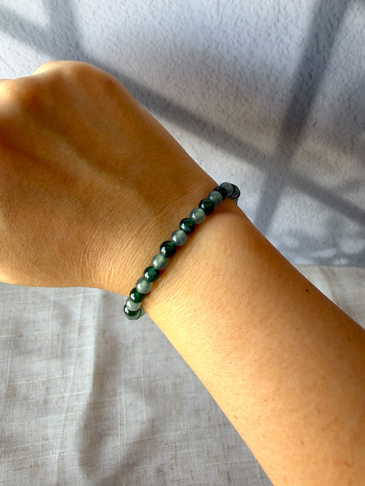 Green Blue Jadeite Bead Bracelet