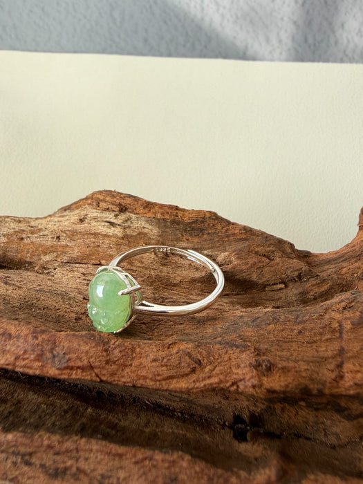 Light Green Pixiu Jadeite Ring