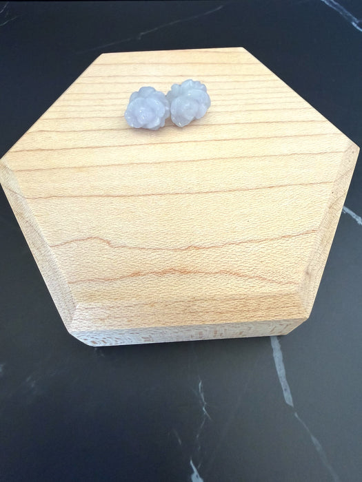 Purple Jadeite Flower Earring Studs