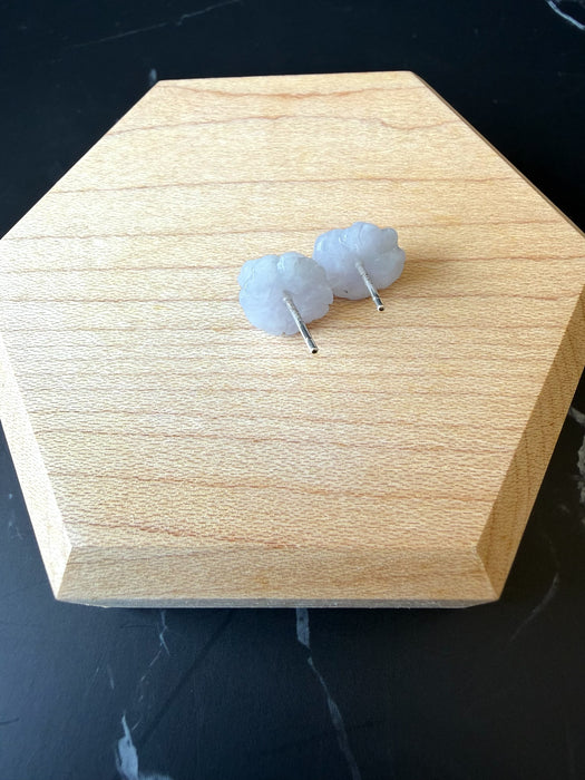 Purple Jadeite Flower Earring Studs