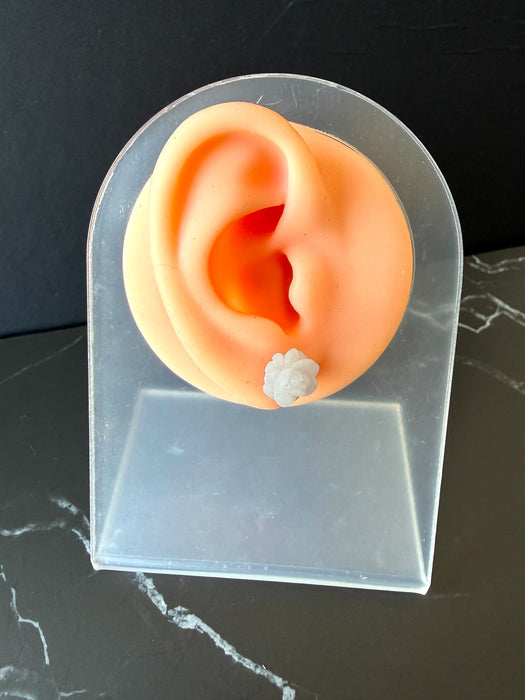 Purple Jadeite Flower Earring Studs