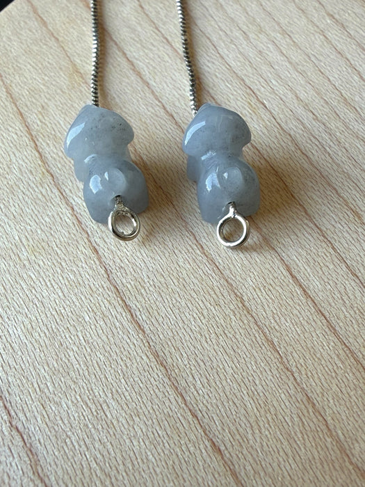 Purple Jadeite Dog Earring Threaders