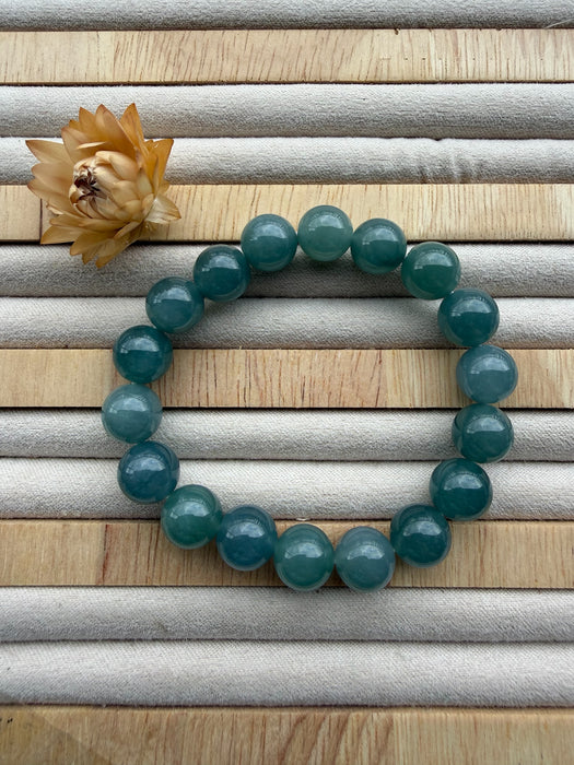 Blue Jadeite - 9.8mm Bead Bracelet