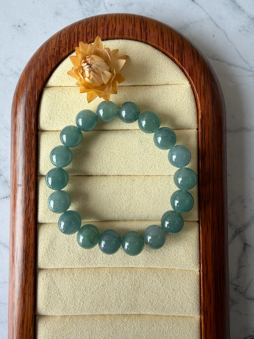Blue Jadeite - 9.8mm Bead Bracelet