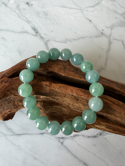 Blue Jadeite - 9.8mm Bead Bracelet