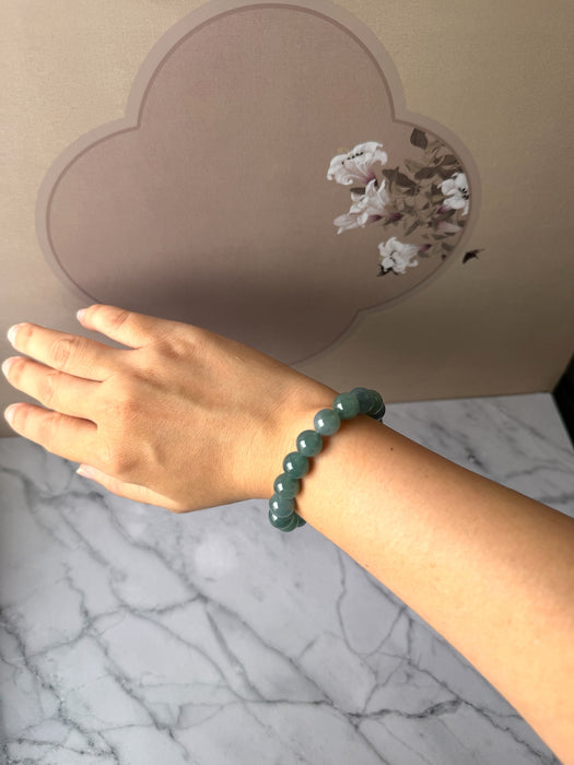 Blue Jadeite - 9.8mm Bead Bracelet