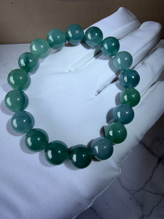 Blue Jadeite - 9.8mm Bead Bracelet
