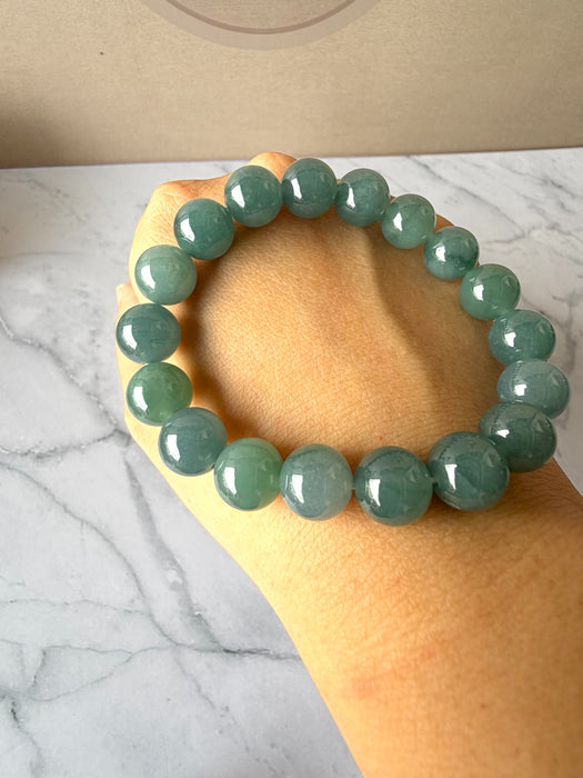 Blue Jadeite - 9.8mm Bead Bracelet