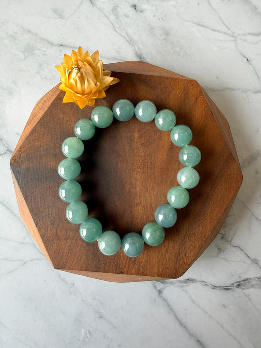Blue Jadeite - 9.8mm Bead Bracelet