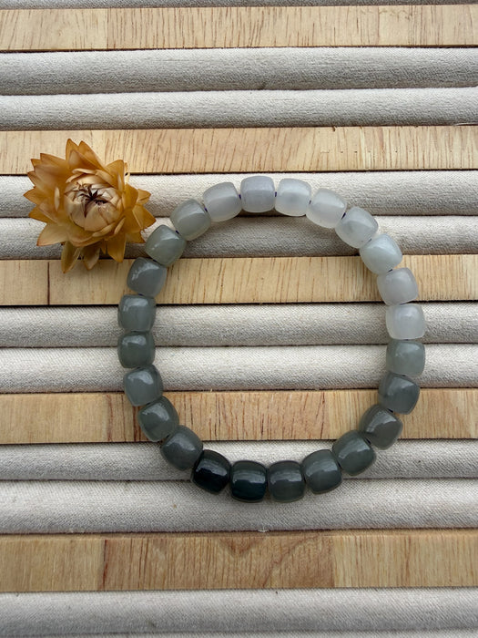 Nephrite Jade - 8mm Gradient Barrel Bead Bracelet