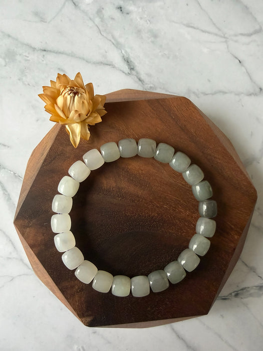 Nephrite Jade - 8mm Gradient Barrel Bead Bracelet