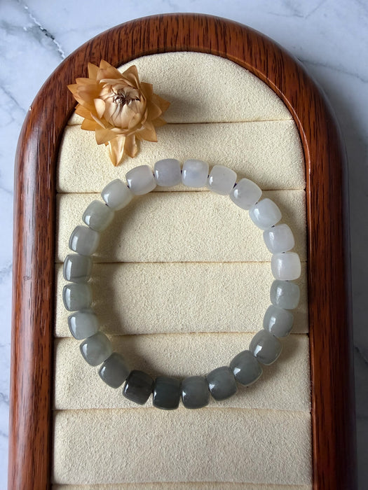 Nephrite Jade - 8mm Gradient Barrel Bead Bracelet