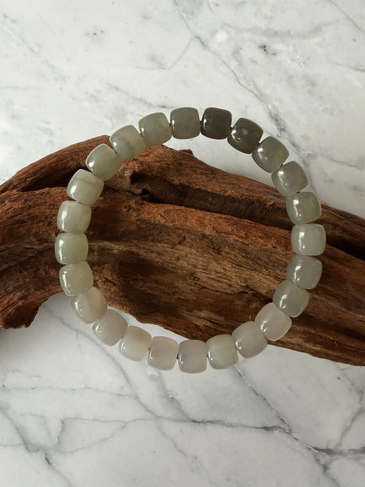 Nephrite Jade - 8mm Gradient Barrel Bead Bracelet