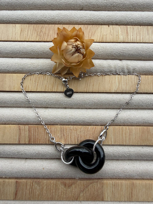 Black Omphacite Jadeite Interlocked Bracelet