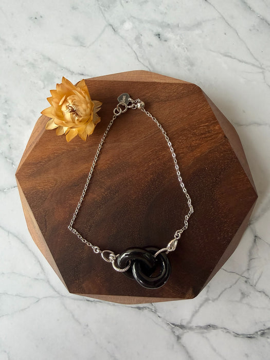 Black Omphacite Jadeite Interlocked Bracelet