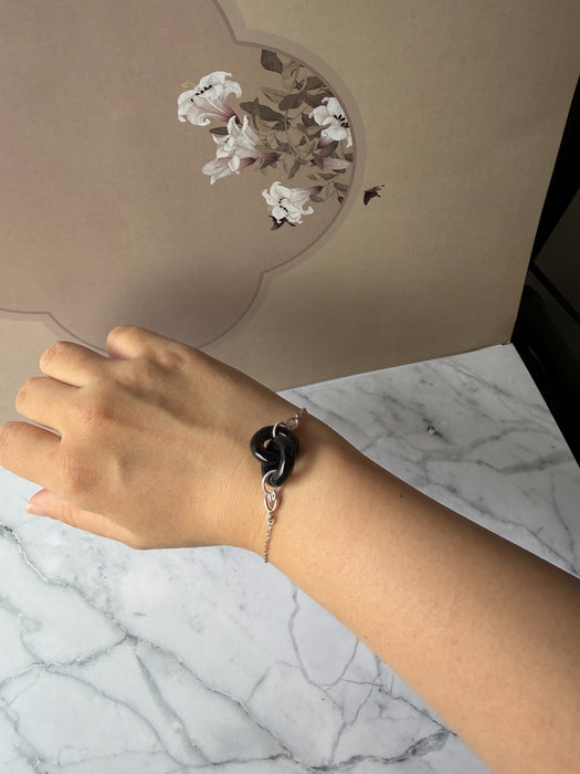 Black Omphacite Jadeite Interlocked Bracelet