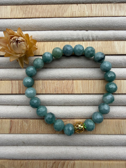 Faceted Teal Jadeite - 8mm Bead Bracelet