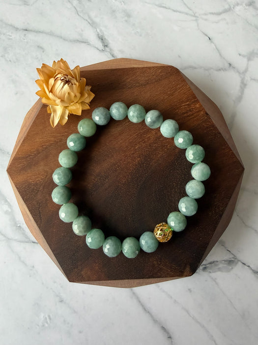 Faceted Teal Jadeite - 8mm Bead Bracelet