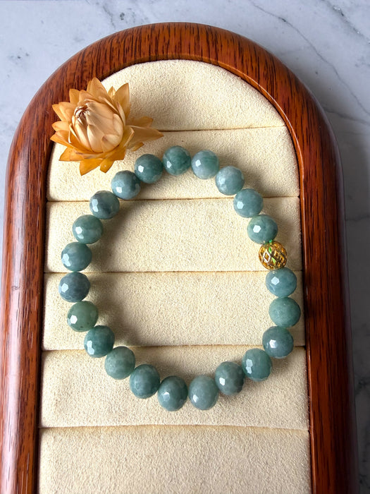 Faceted Teal Jadeite - 8mm Bead Bracelet