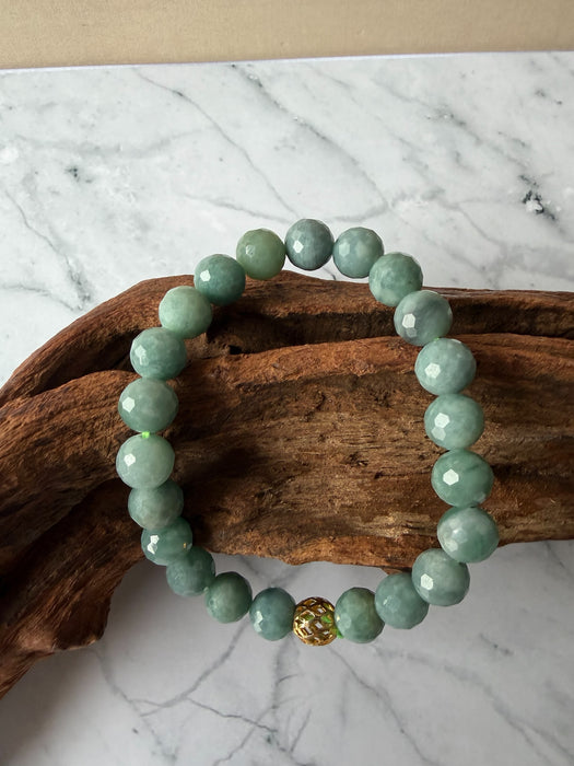 Faceted Teal Jadeite - 8mm Bead Bracelet