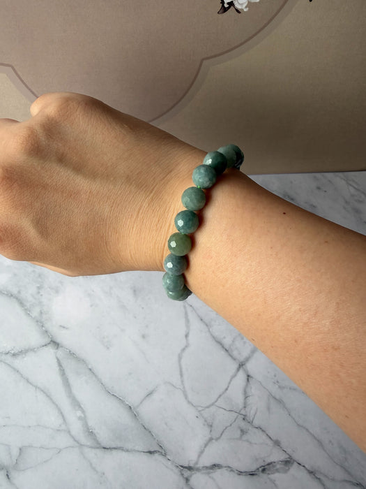 Faceted Teal Jadeite - 8mm Bead Bracelet