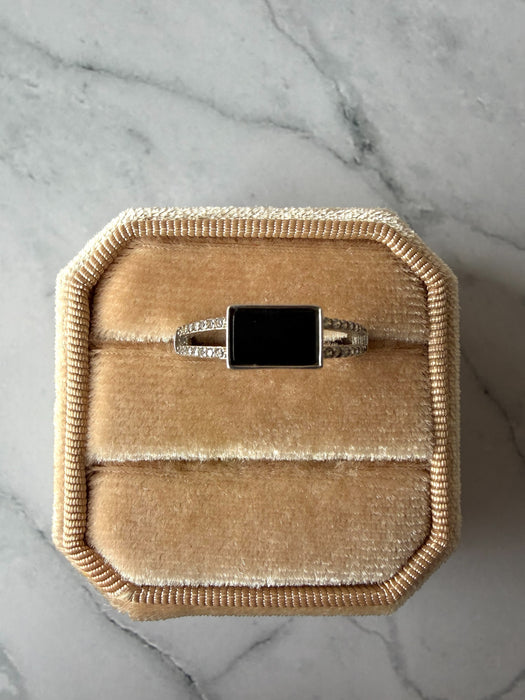 Omphacite Rectangle Double Band Jadeite Ring