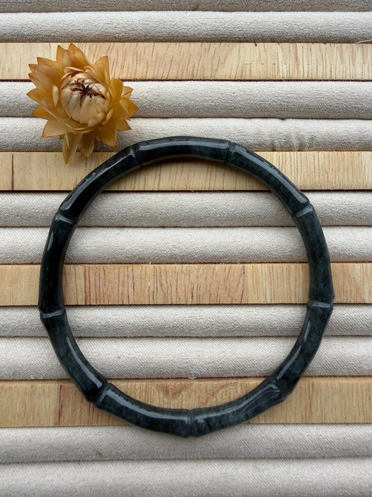 Black Wuji Bamboo Jadeite Bangle (64mm)