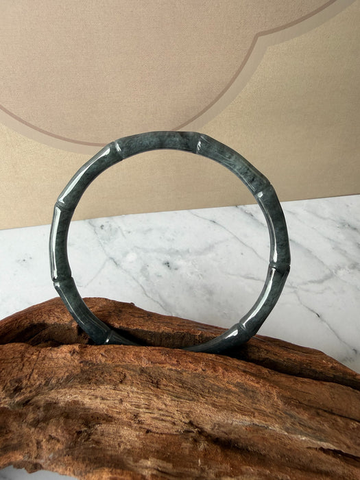 Black Wuji Bamboo Jadeite Bangle (64mm)