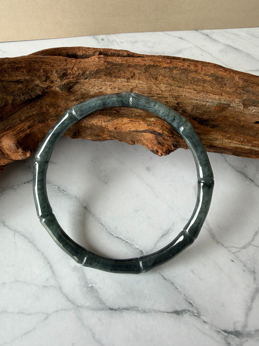 Black Wuji Bamboo Jadeite Bangle (64mm)