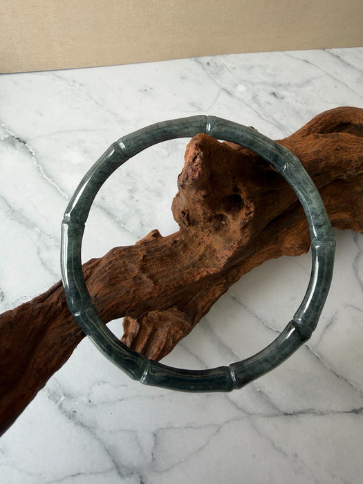 Black Wuji Bamboo Jadeite Bangle (64mm)