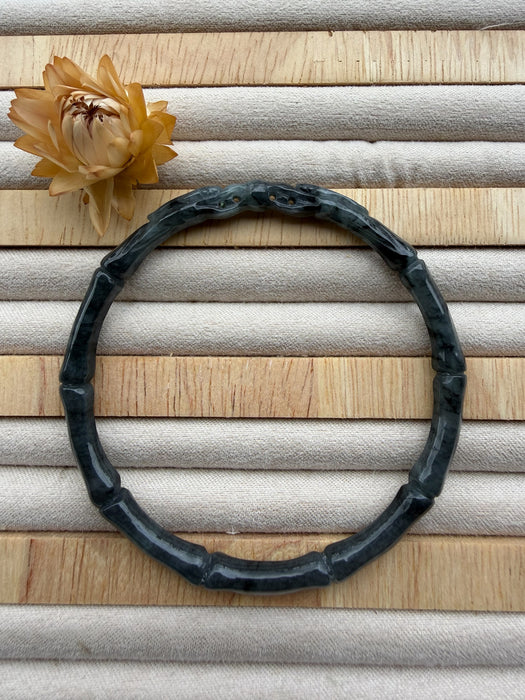 Black Wuji Dragon Jadeite Bangle (58mm)
