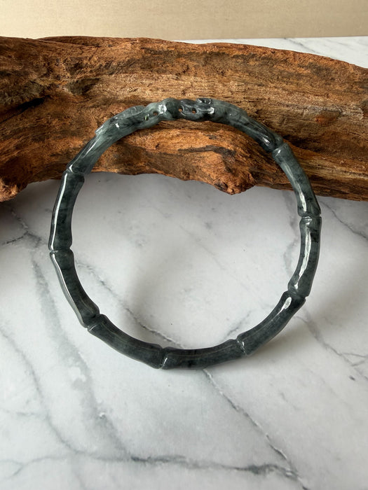 Black Wuji Dragon Jadeite Bangle (58mm)