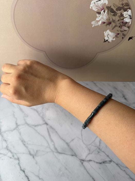 Black Wuji Dragon Jadeite Bangle (58mm)