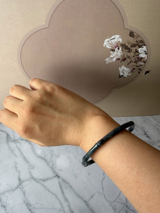 Black Wuji Bamboo Jadeite Bangle (64mm)