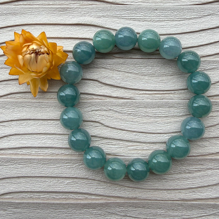 Blue Jadeite - 9.8mm Bead Bracelet