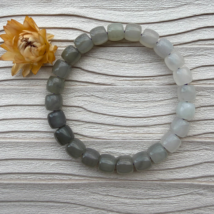 Nephrite Jade - 8mm Gradient Barrel Bead Bracelet