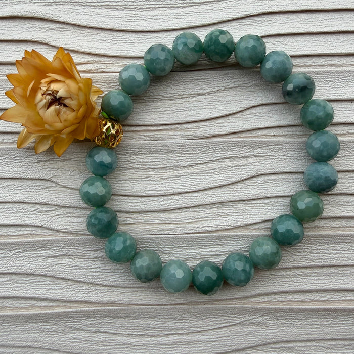 Faceted Teal Jadeite - 8mm Bead Bracelet