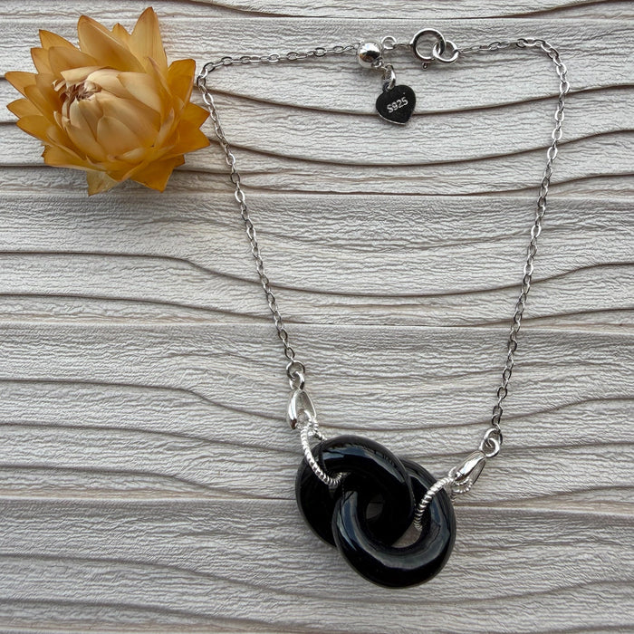Black Omphacite Jadeite Interlocked Bracelet