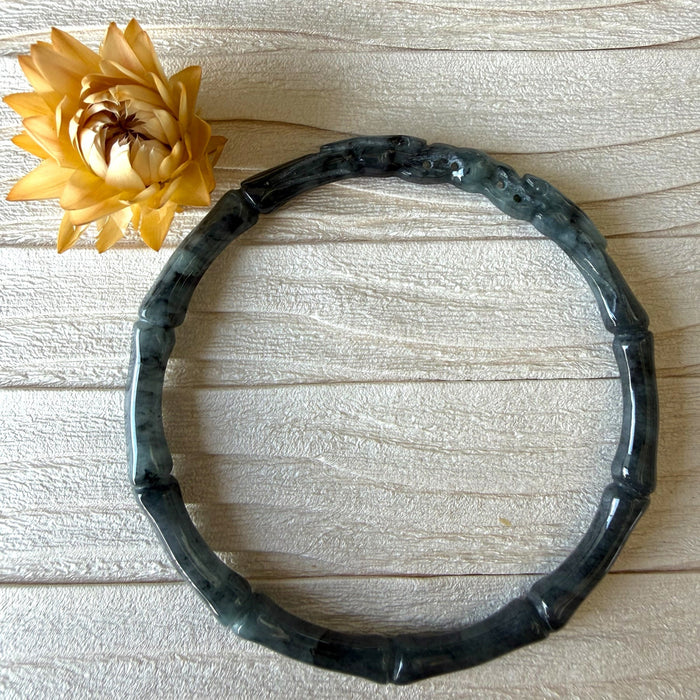 Black Wuji Dragon Jadeite Bangle (58mm)