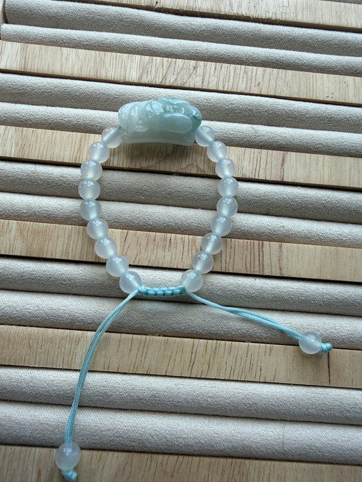 Sky Blue Jadeite Lotus Flower Bracelet