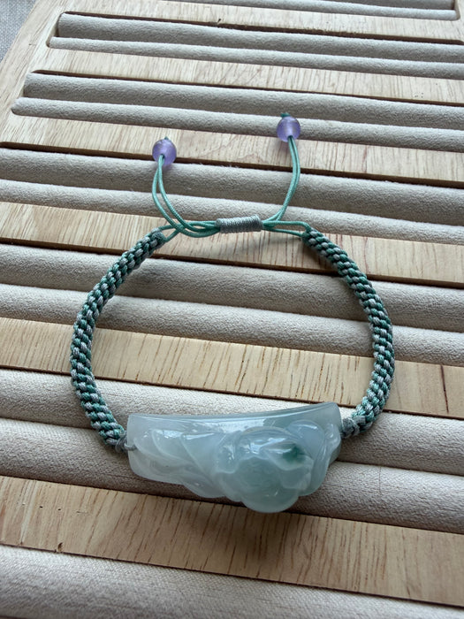 Blue Jadeite Floating Flowers Lotus Flower Bracelet
