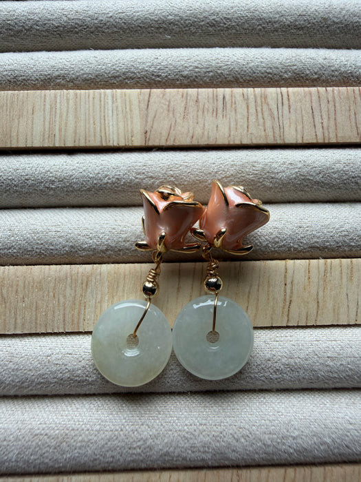 Rose Jadeite Donut Earring Studs