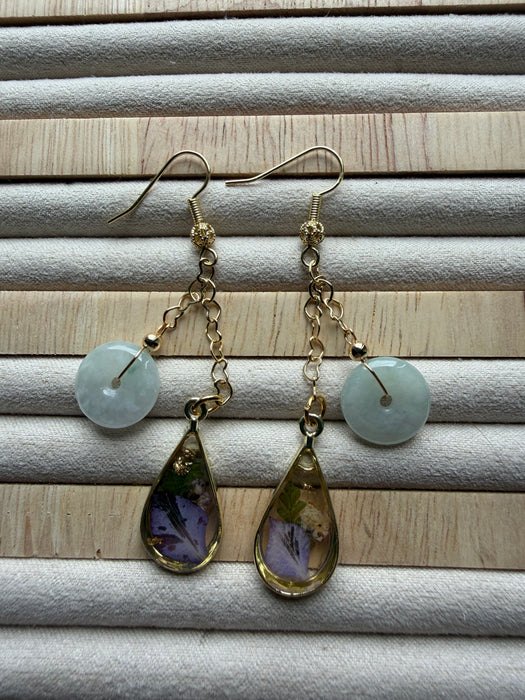 Floral Jadeite Earring Hooks