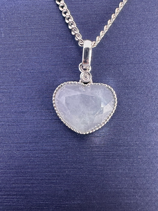 Icy Purple Faceted Heart Jadeite Necklace - 18K White Gold