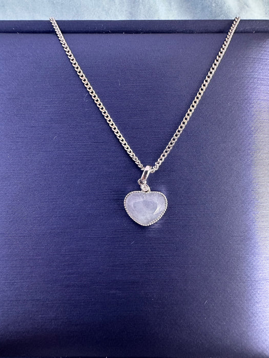 Icy Purple Faceted Heart Jadeite Necklace - 18K White Gold