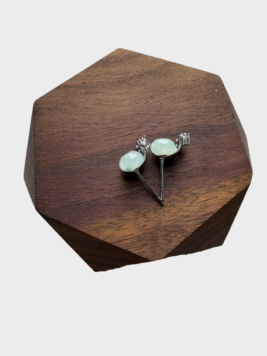 Jadeite Butterfly Sparkle Studs